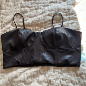 Express faux leather crop top